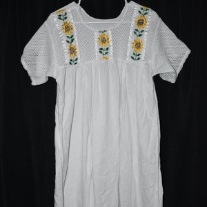 Embroidered Sunflower Dress